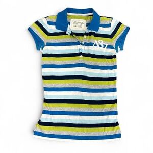 Aeropostale Blue, Navy & Lime Striped Polo